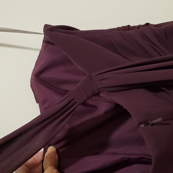W Too Purple plum one shoulder dress lined sz. 0 Prom Bridesmaid Black Tie - Picture 3 of 9